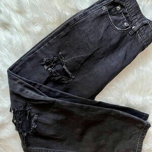AEROPOSTALE Distressed Black Mom Jeans Size 8